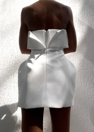 Crepe Strapless Sleeveless Mini Dress with Folded Bust Detail