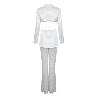 Priscilla Satan Mesh Blazer Set