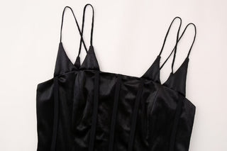 Black and White Contrast Pleated Hem Dress
