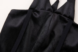 Black and White Contrast Pleated Hem Dress