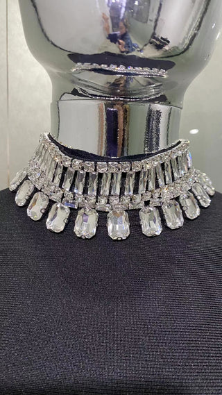 Sculpted High-Neck Bandage Evening Long Dress with Dramatic Satin Sleeves