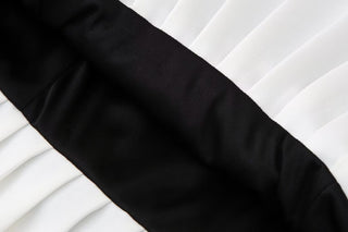 Black and White Contrast Pleated Hem Dress