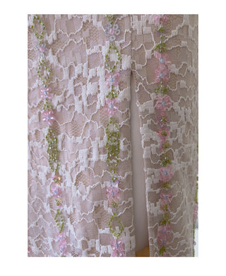 Embellished Lace Halter Midi Dress