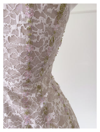 Embellished Lace Halter Midi Dress