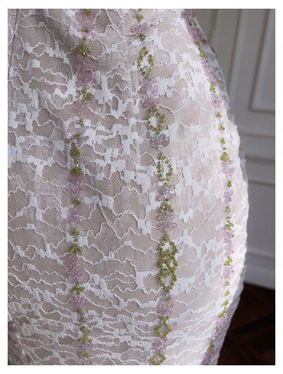 Embellished Lace Halter Midi Dress