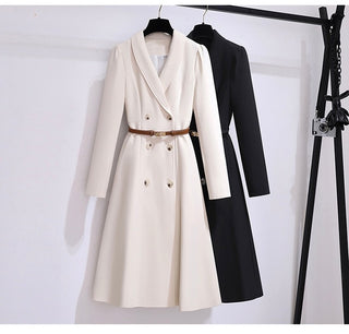 Double-Breasted Belted Midi Coat Dress