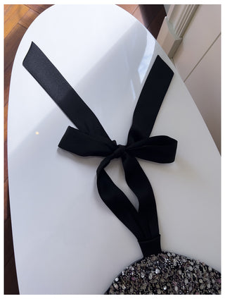 Crystal Embellished Halter Mini Dress