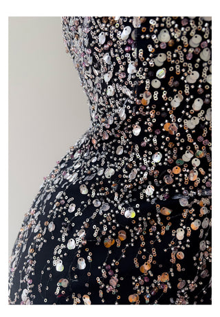 Crystal Embellished Halter Mini Dress