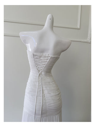 Ruched Chiffon Maxi Dress with Spaghetti Straps