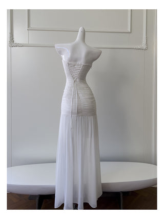 Ruched Chiffon Maxi Dress with Spaghetti Straps