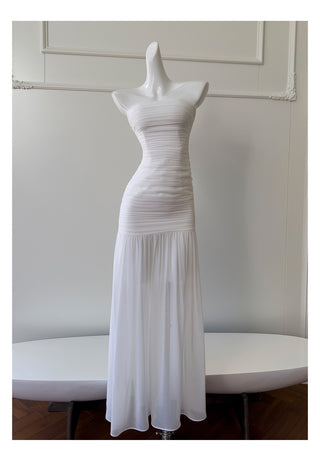 Ruched Chiffon Maxi Dress with Spaghetti Straps
