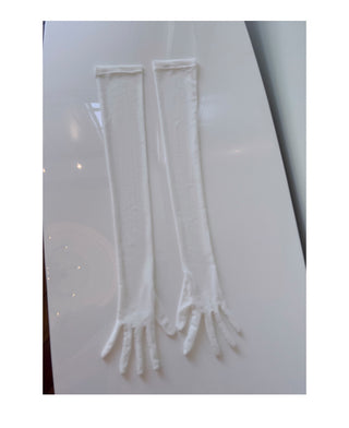 Strapless Stretch-Crepe Corset Dress with Lace-Up Back & Ruched Asymmetric Skirt+Gloves