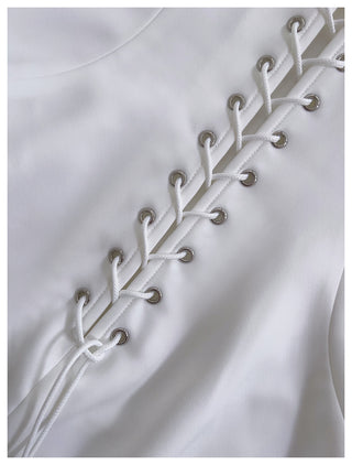 Strapless Stretch-Crepe Corset Dress with Lace-Up Back & Ruched Asymmetric Skirt+Gloves