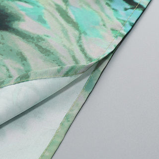 Satin Cowl Neck Printed Maxi Dress – Adjustable Tie Sleeves