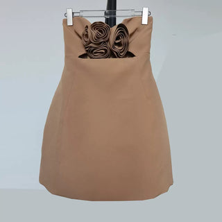 Aida Strapless Flower Mini Dress