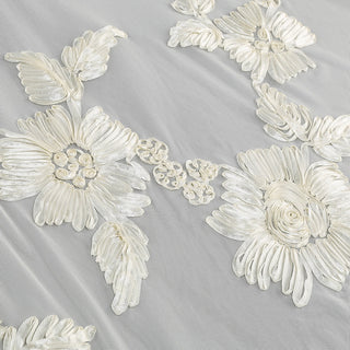 Strapless 3D Floral Mesh Gown with Train