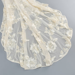 Strapless 3D Floral Mesh Gown with Train