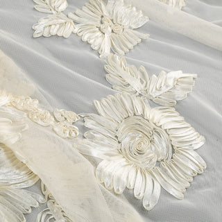 Strapless 3D Floral Mesh Gown with Train