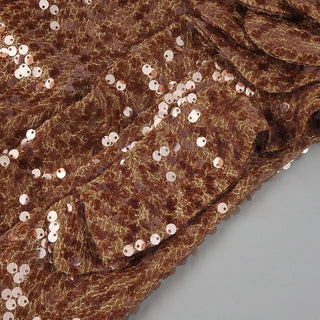 Metallic Brown Sequin Sculpted Rose Strapless Mini Dress