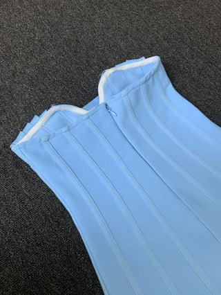 Strapless Corset Mini Dress with Crystal Fringe Hem