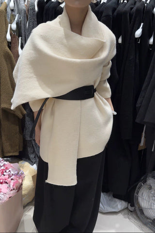 Soft Wool Wrap Coat with Wide Collar