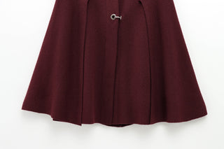 Classic Wool Cape Coat with Metal Hook Closure
