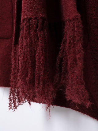 Oversized Wool Blend Coat with Built-In Fringe Scarf