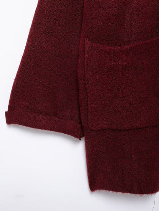 Oversized Wool Blend Coat with Built-In Fringe Scarf