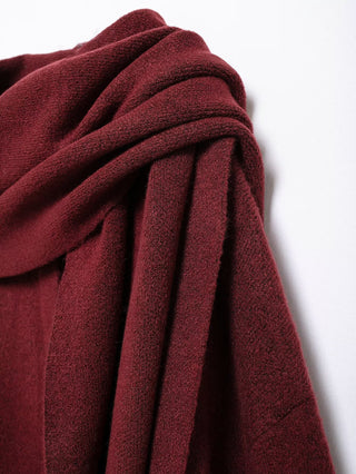 Oversized Wool Blend Coat with Built-In Fringe Scarf