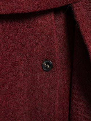 Oversized Wool Blend Coat with Built-In Fringe Scarf