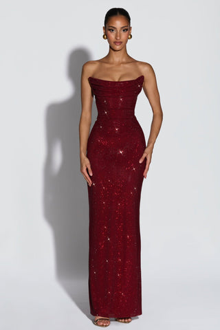 Sparkling Strapless Rhinestone Mermaid Evening Gown