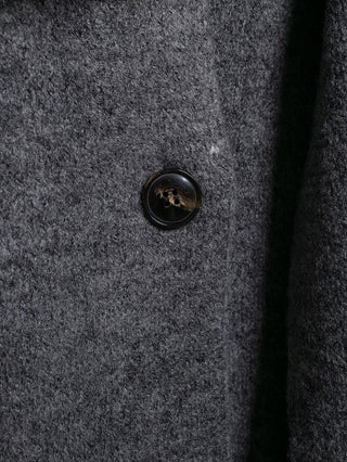 Oversized Wool Blend Coat with Built-In Fringe Scarf