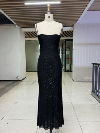 See Through Sparkle Sleeveless Long Dress