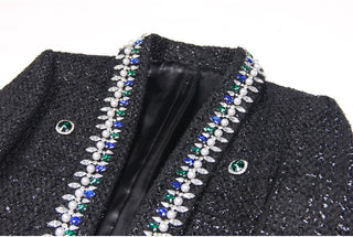 Tweed Cropped Jacket with Jewel Embellishments and Pearl Trim