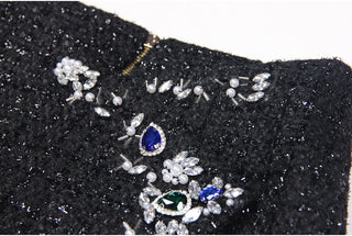 Embellished Tweed Mini Skirt with Jewel and Pearl Detailing