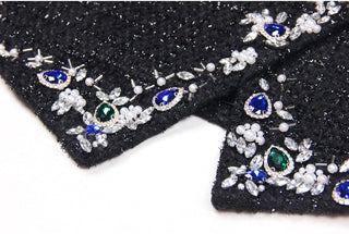 Embellished Tweed Mini Skirt with Jewel and Pearl Detailing