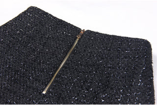 Embellished Tweed Mini Skirt with Jewel and Pearl Detailing
