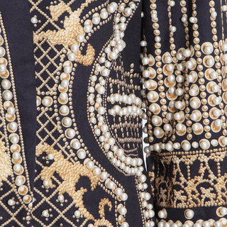 Embellished V-Neck Jacket with Pearl Detailing