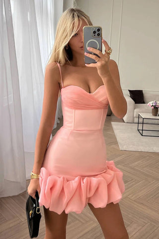 Melisa  Sleeveless Backless Satin Mini Dress