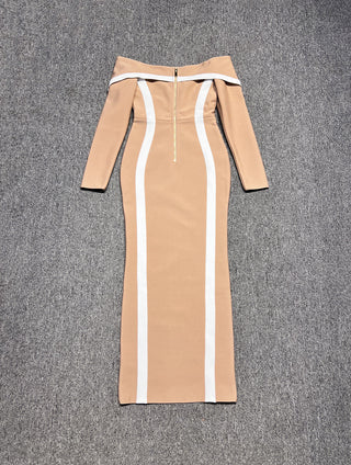 Off-Shoulder Long Sleeve Bodycon Long Dress