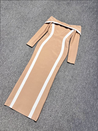 Off-Shoulder Long Sleeve Bodycon Long Dress
