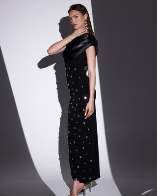 One-Shoulder Diamond-Embellished Bandage Tall Dress