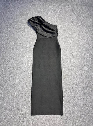 One-Shoulder Diamond-Embellished Bandage Tall Dress