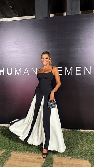 Classic Monochrome Sleeveless Long Dress