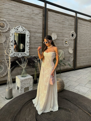 Backless Tie Back Elegance White Long Dress