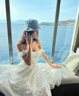 Pure Radiance Embroidered Backless Long Dress