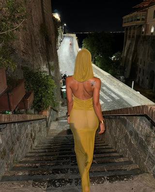 Hooded Cross Border Sleeveless Mesh Long Dress
