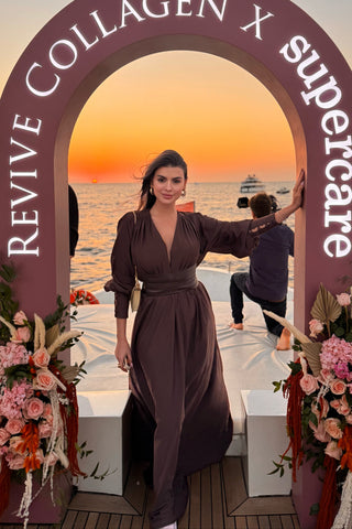 Roselyn Long Sleeve Belted Long Dress