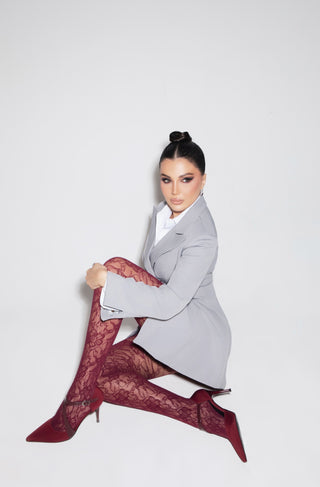 Long Sleeve Draped Pleated Blazer Dress with V-Neck Lapel
