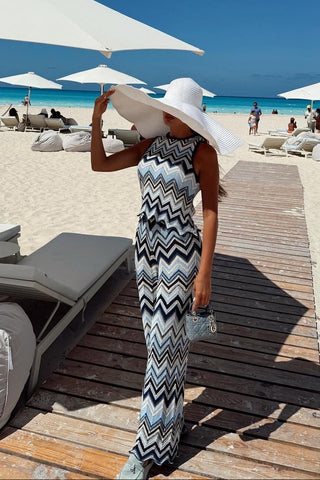 Chevron knit Wide Pants & Sleeveless Top Set